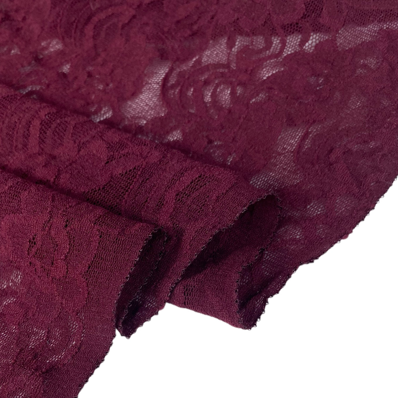 Stretch Floral Lace - Burgundy
