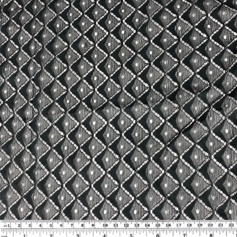Diamond Patterned Lace - Black