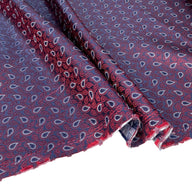 Paisley Silk/Polyester Jacquard - Navy / Red / White - Remnant