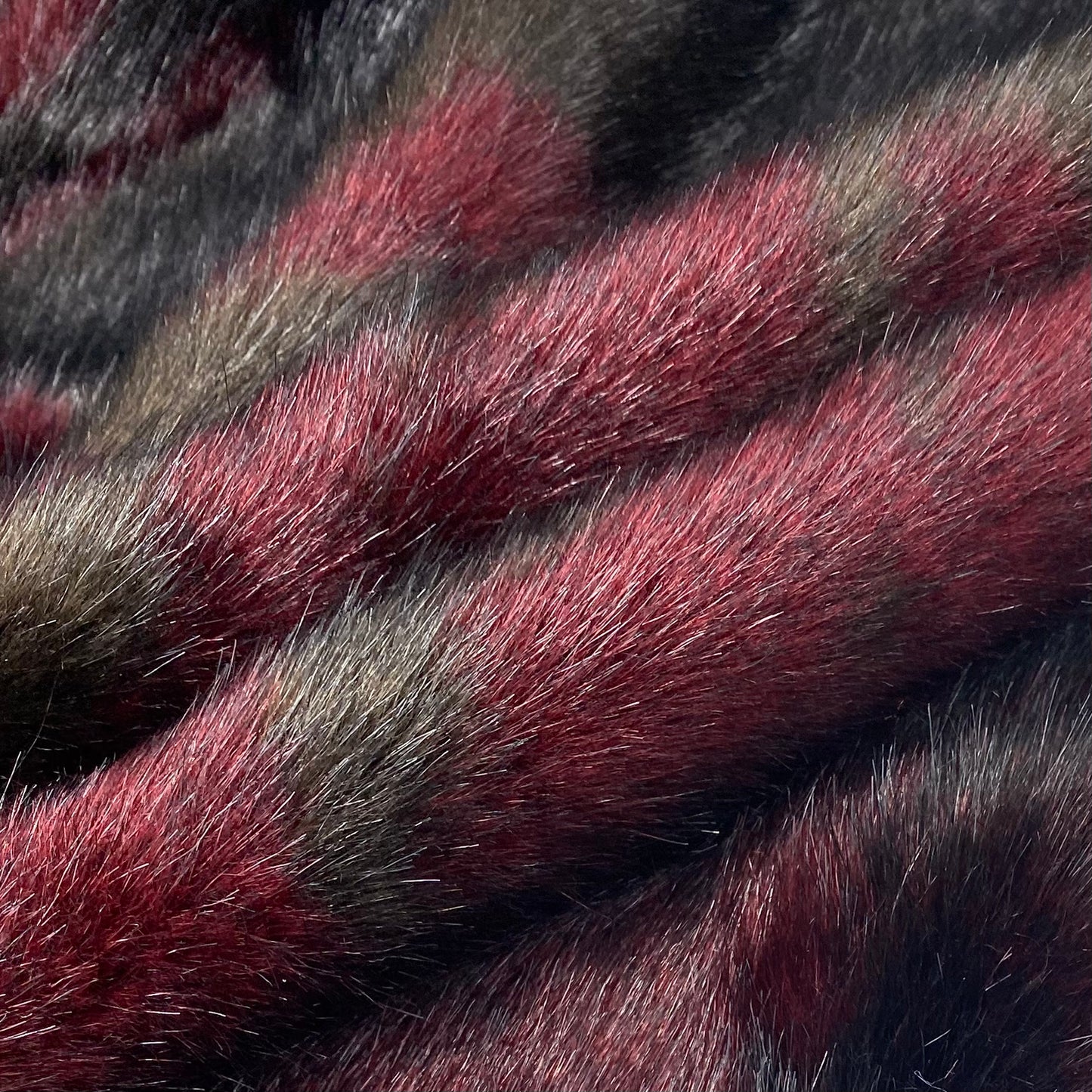 Luxury Faux Fur - Remnant - Black/Brown/Red