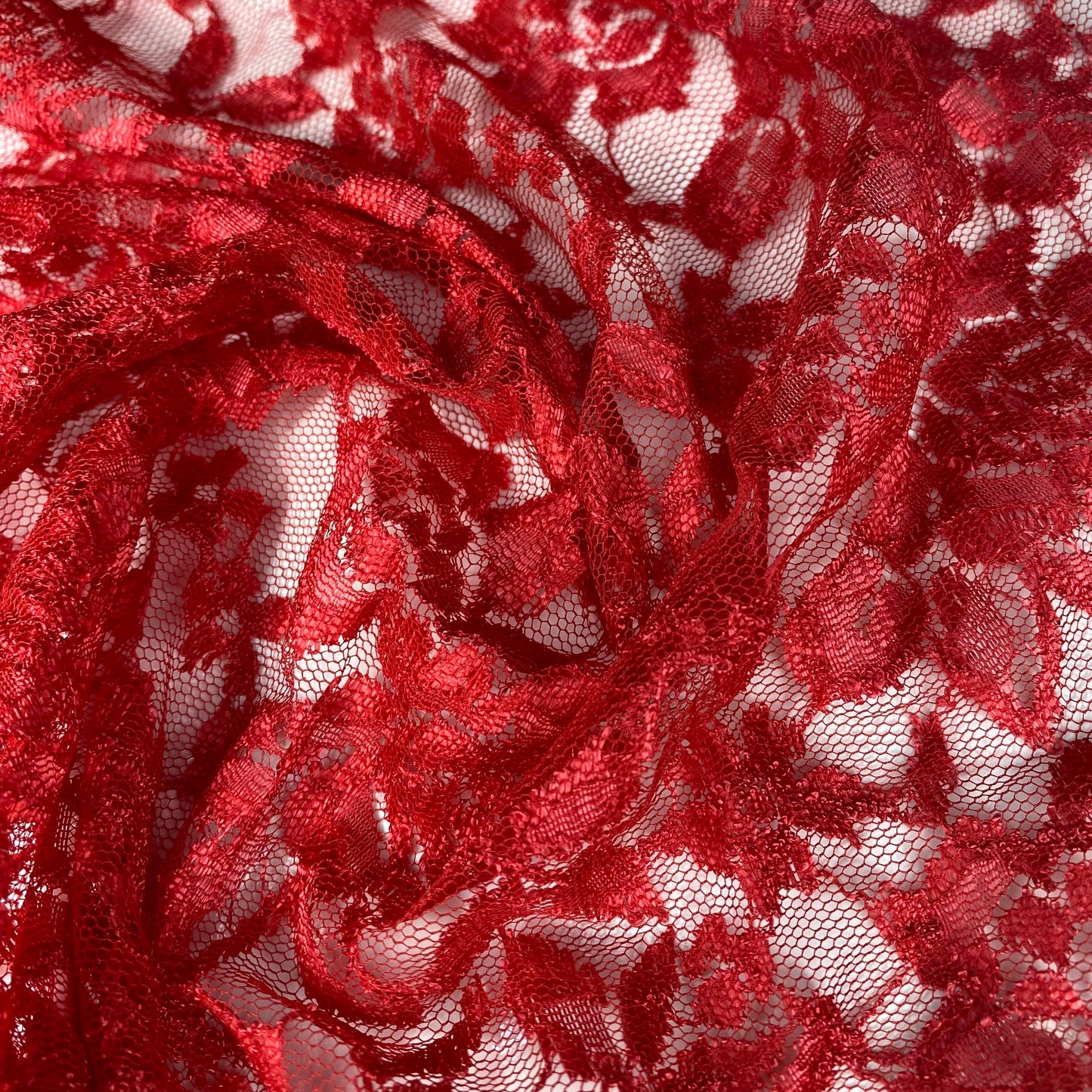 Floral Embroidered Lace - Red