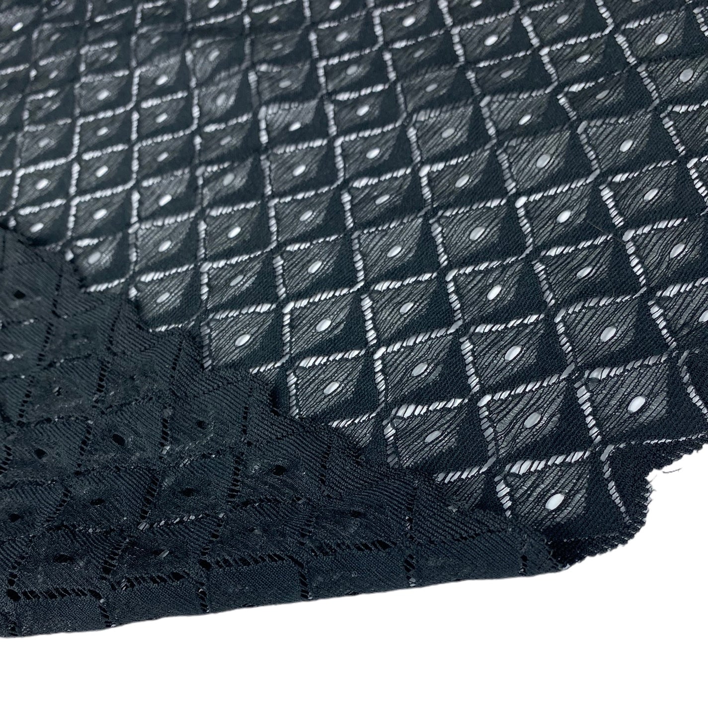 Diamond Patterned Lace - Black