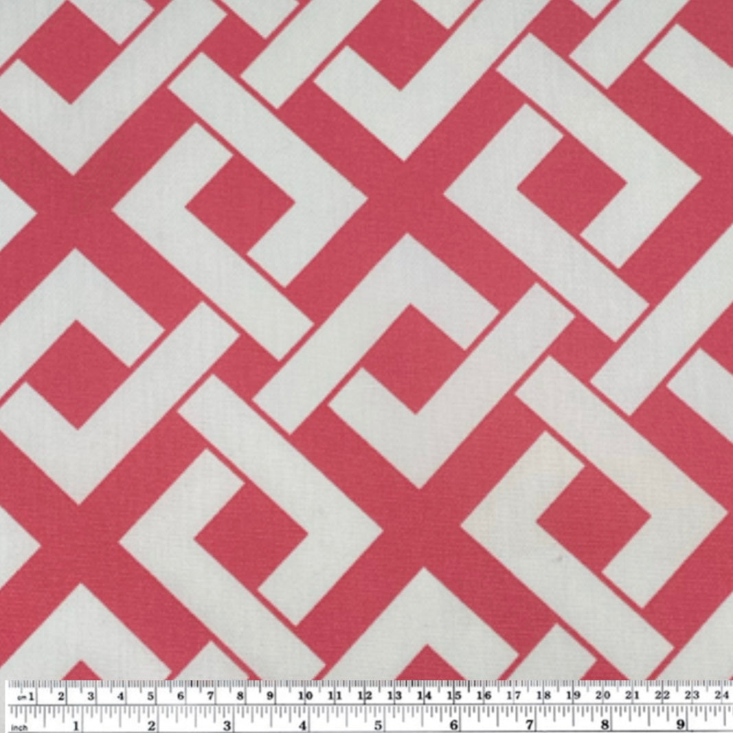 Printed Indoor/Outdoor Canvas - Geometric - Pink/White