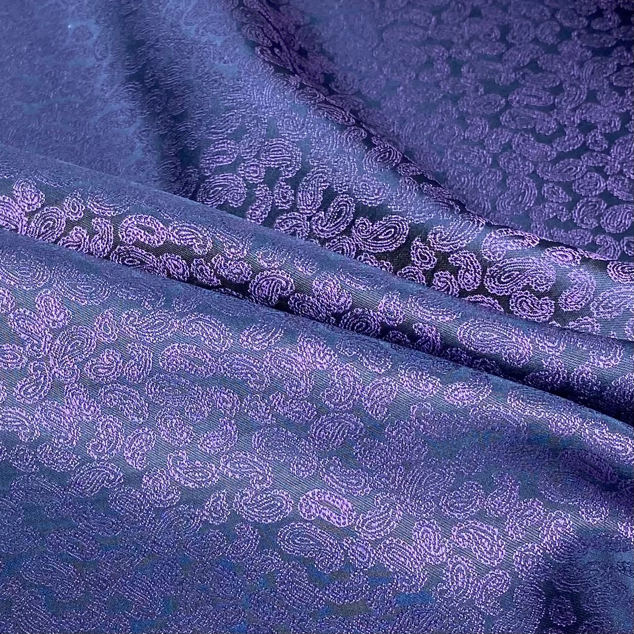 Paisley Silk/Polyester Jacquard - Purple / Navy - Remnant