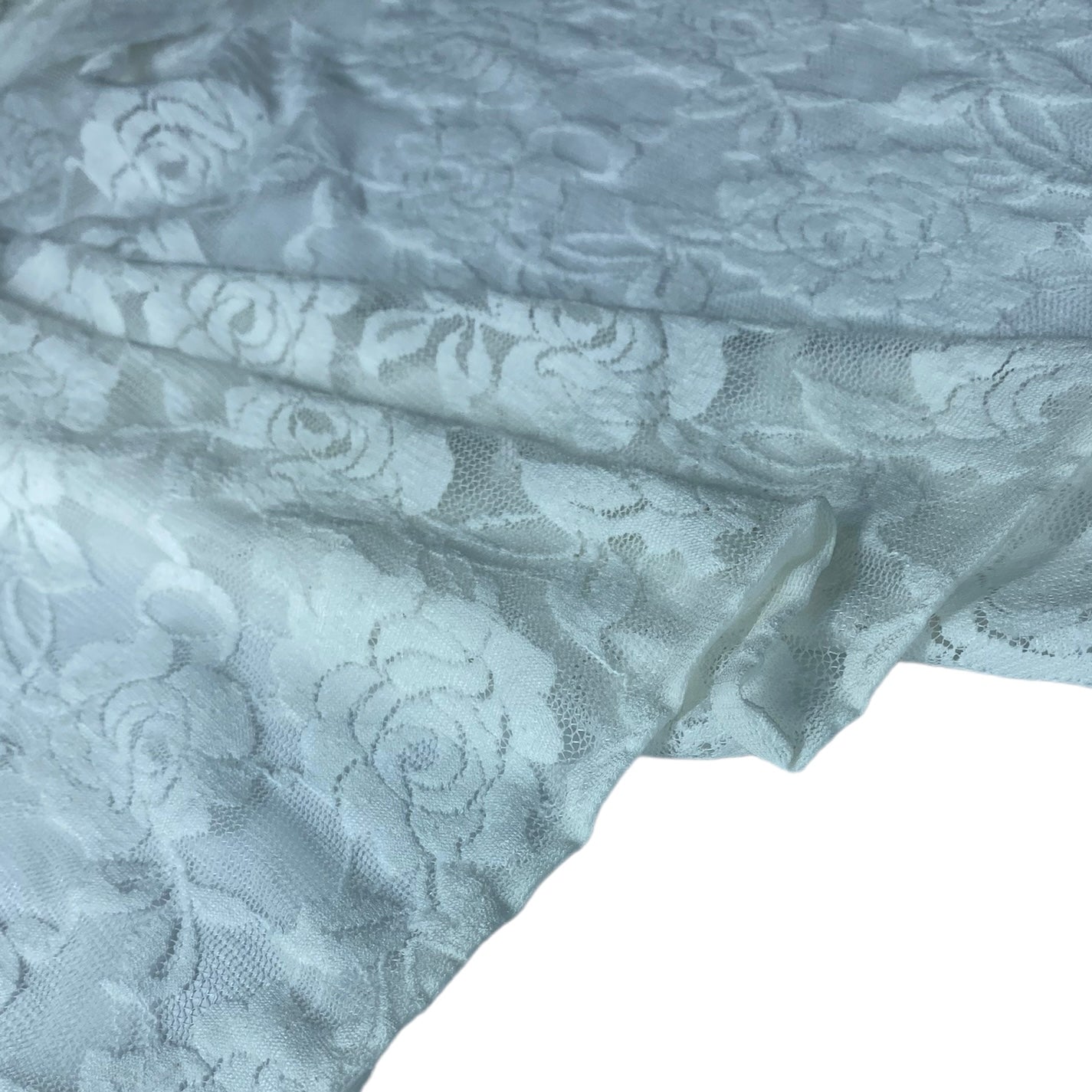 Stretch Floral Lace - White