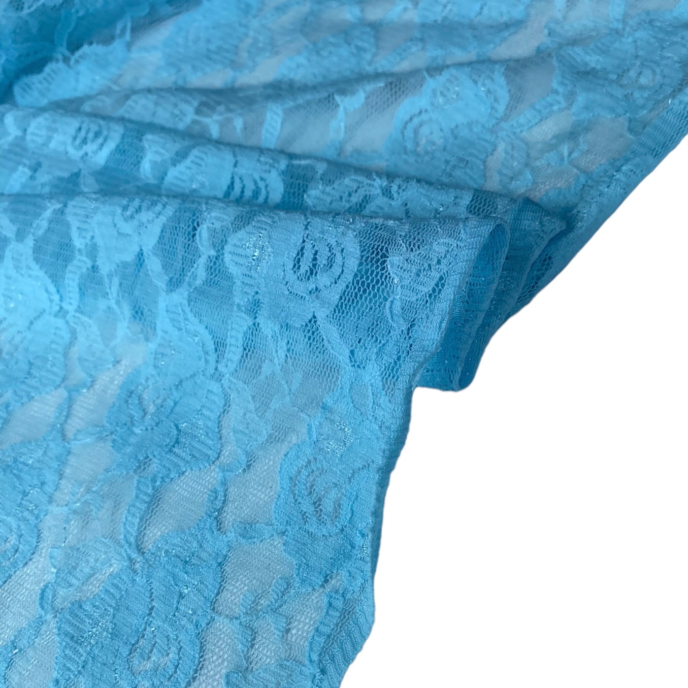 Floral Corded Lace - Light Blue