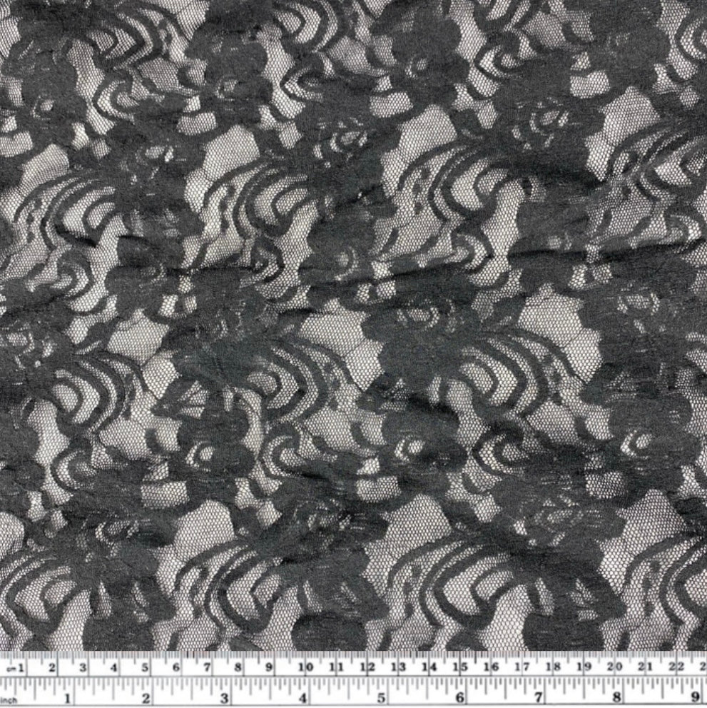 Stretch Floral Lace - Black