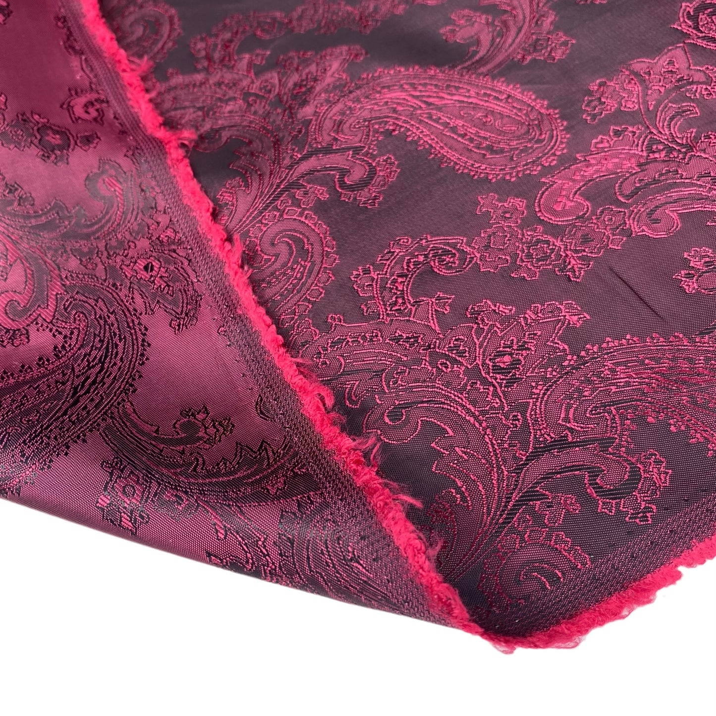 Two Tone Paisley Jacquard Lining - Pink/Black