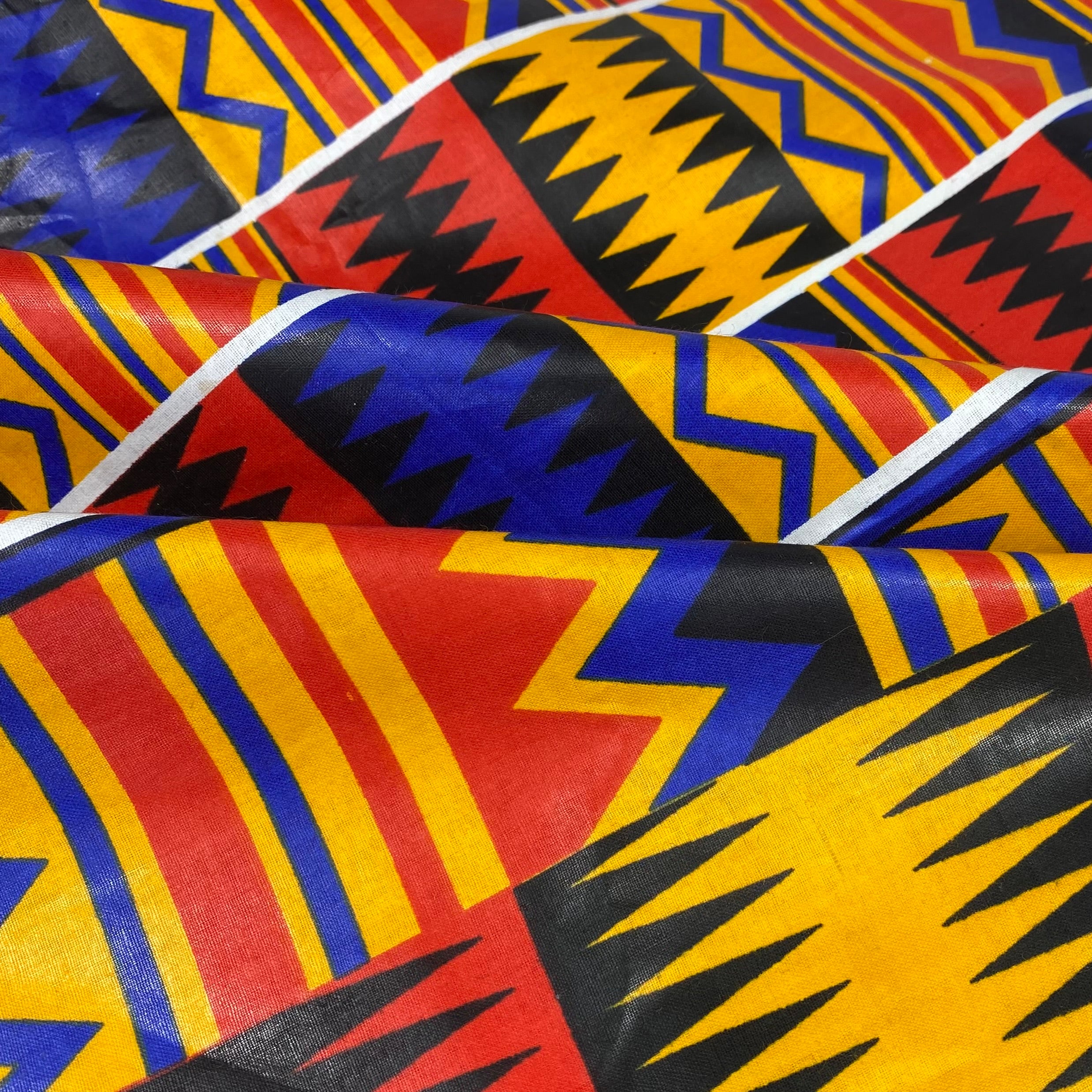 Waxed African Printed Cotton - Yellow / Blue / Red / Black