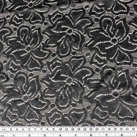 Stretch Floral Lace with Finished Edges- Black