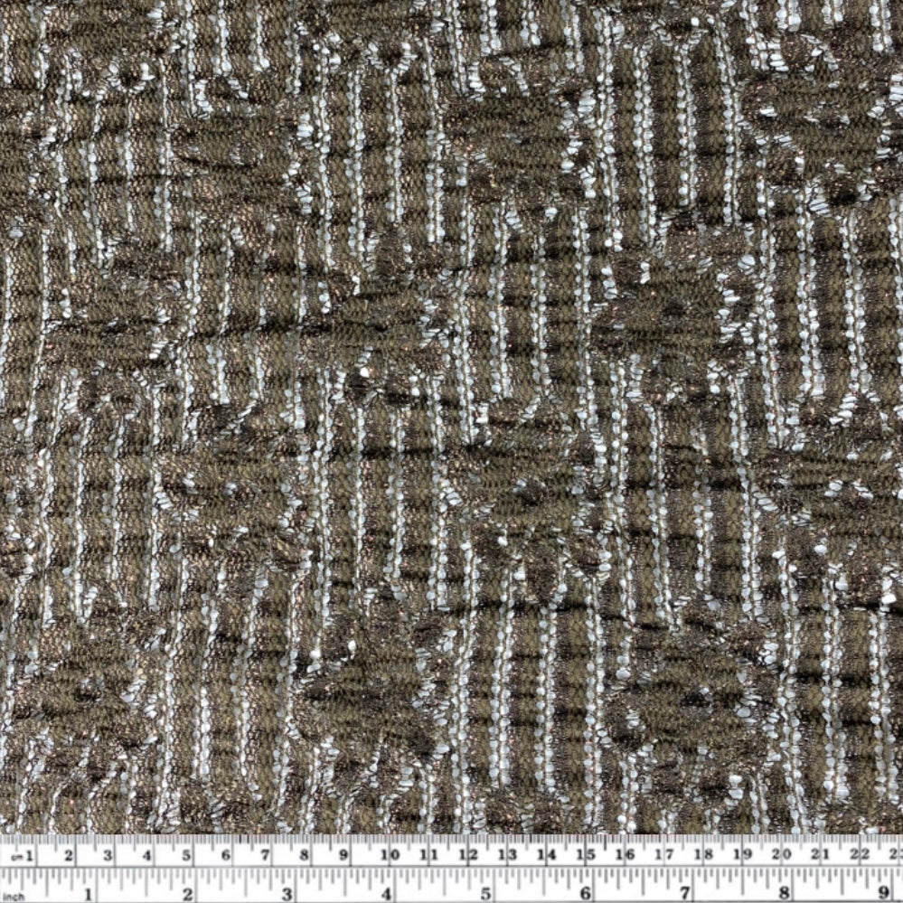Stretch Floral Lace - Brown/Brown Glitter