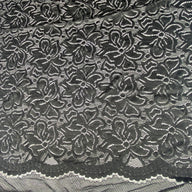 Stretch Floral Lace with Finished Edges- Black