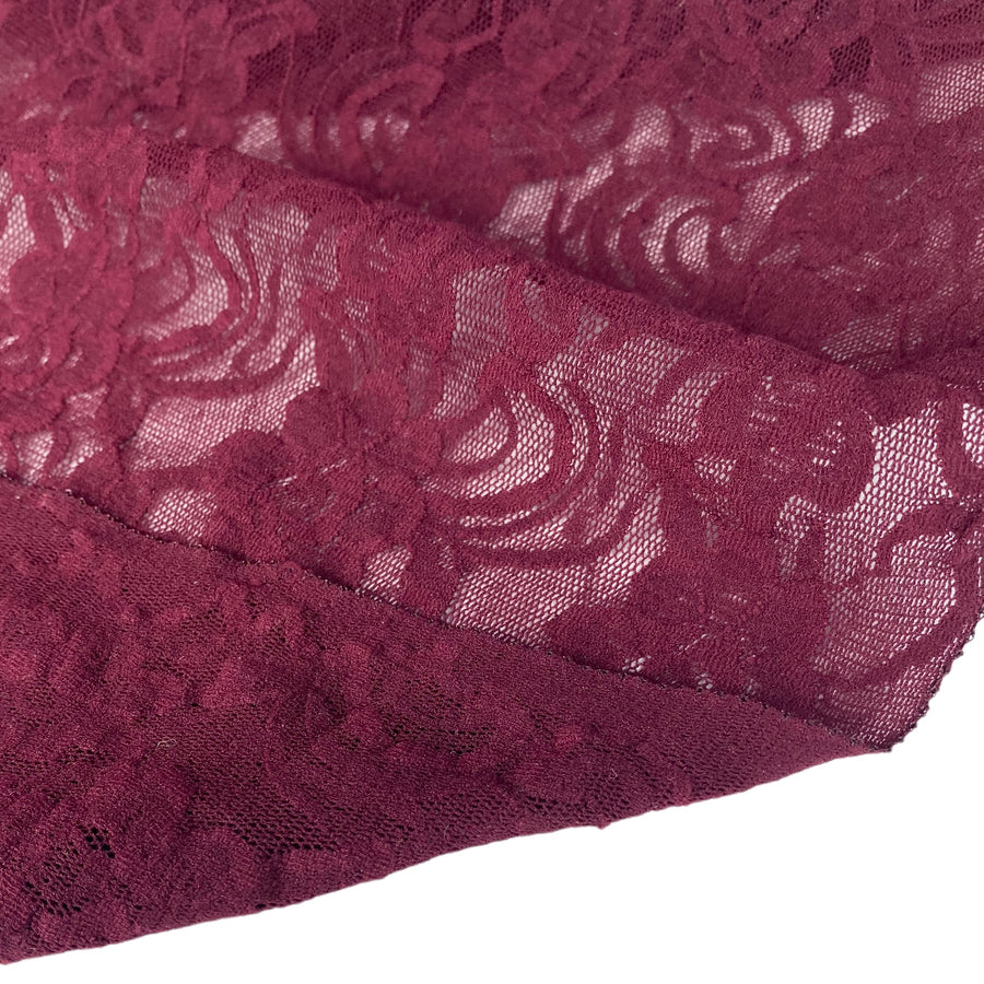 Stretch Floral Lace - Burgundy