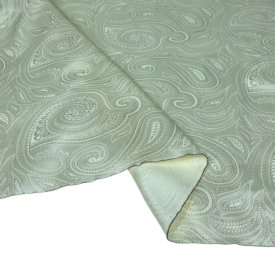 Paisley Silk/Polyester Jacquard - Ivory - Remnant