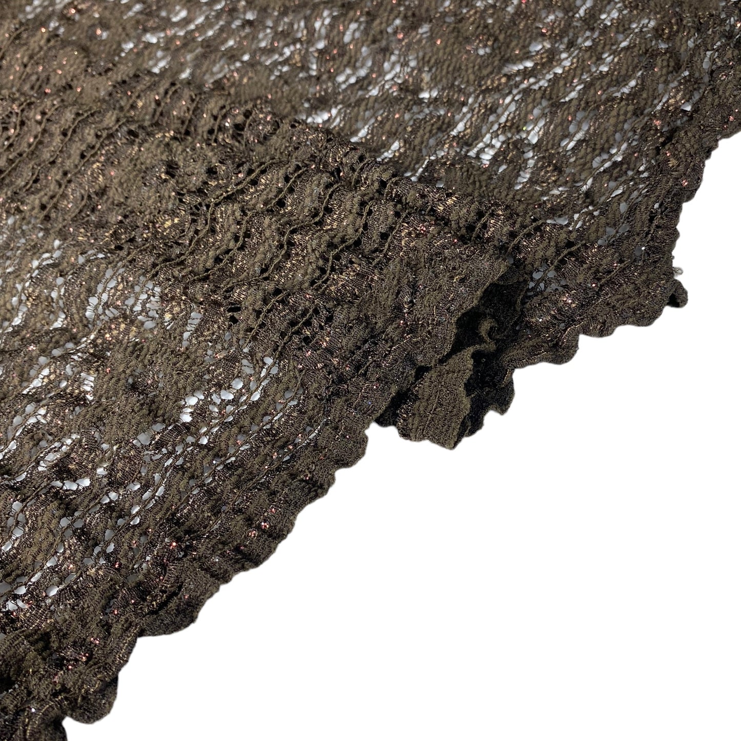 Stretch Floral Lace - Brown/Brown Glitter