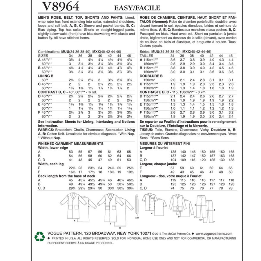 Vogue V8964 - Sleep & Lounge Sewing Pattern