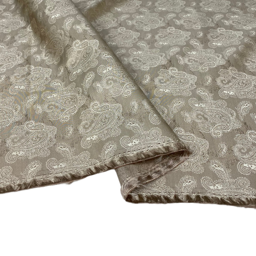 Paisley Silk/Polyester Jacquard - Beige - Remnant