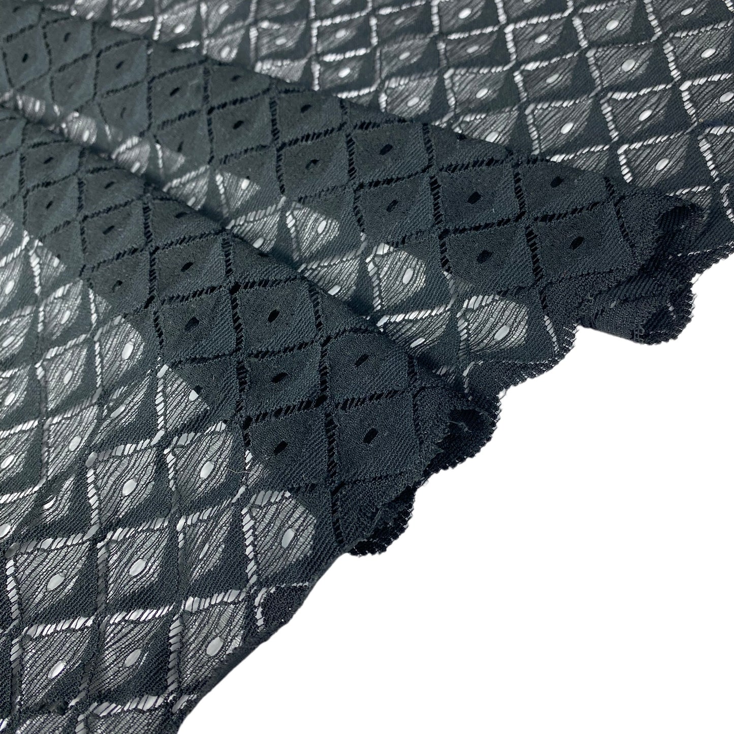 Diamond Patterned Lace - Black