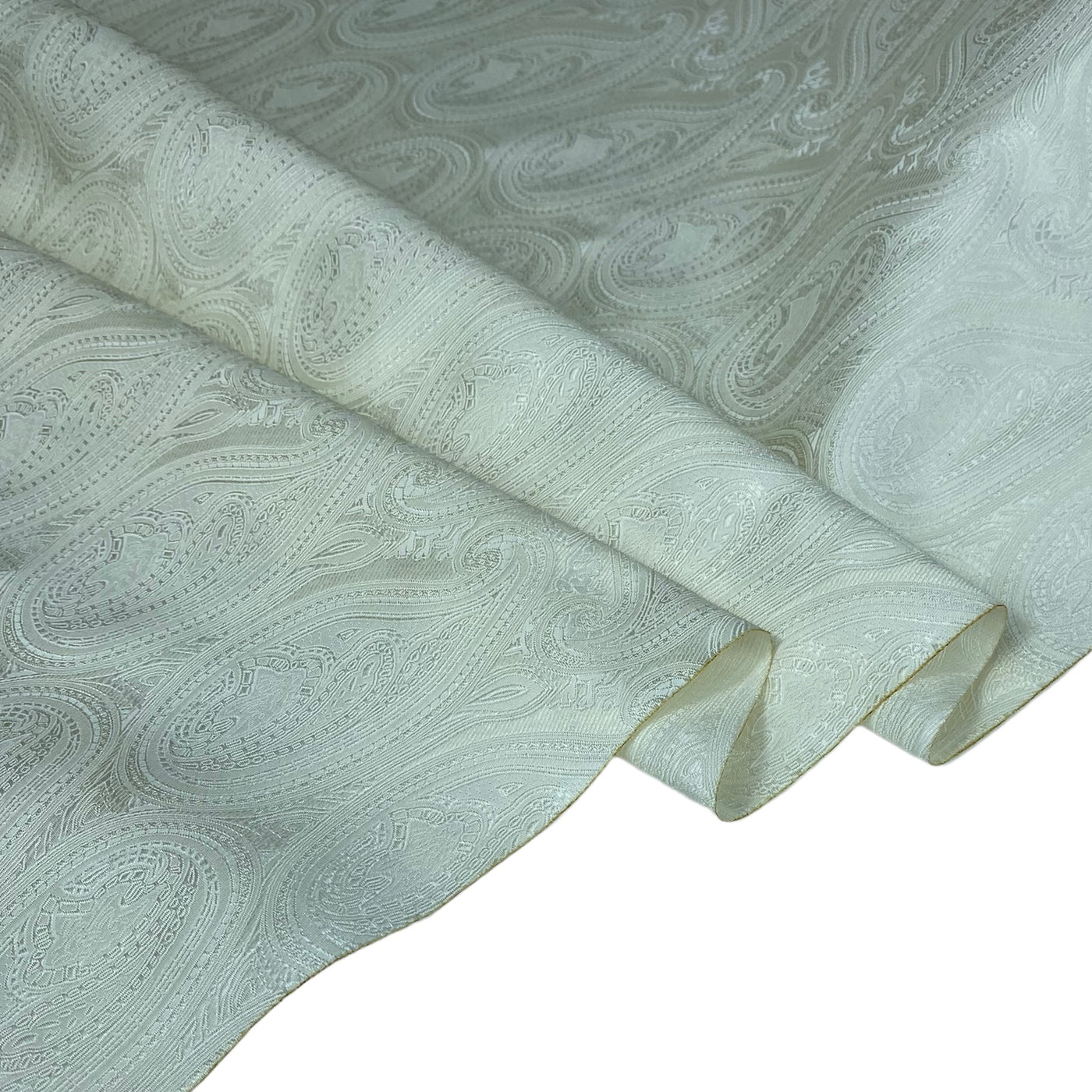 Paisley Silk/Polyester Jacquard - Light Ivory - Remnant