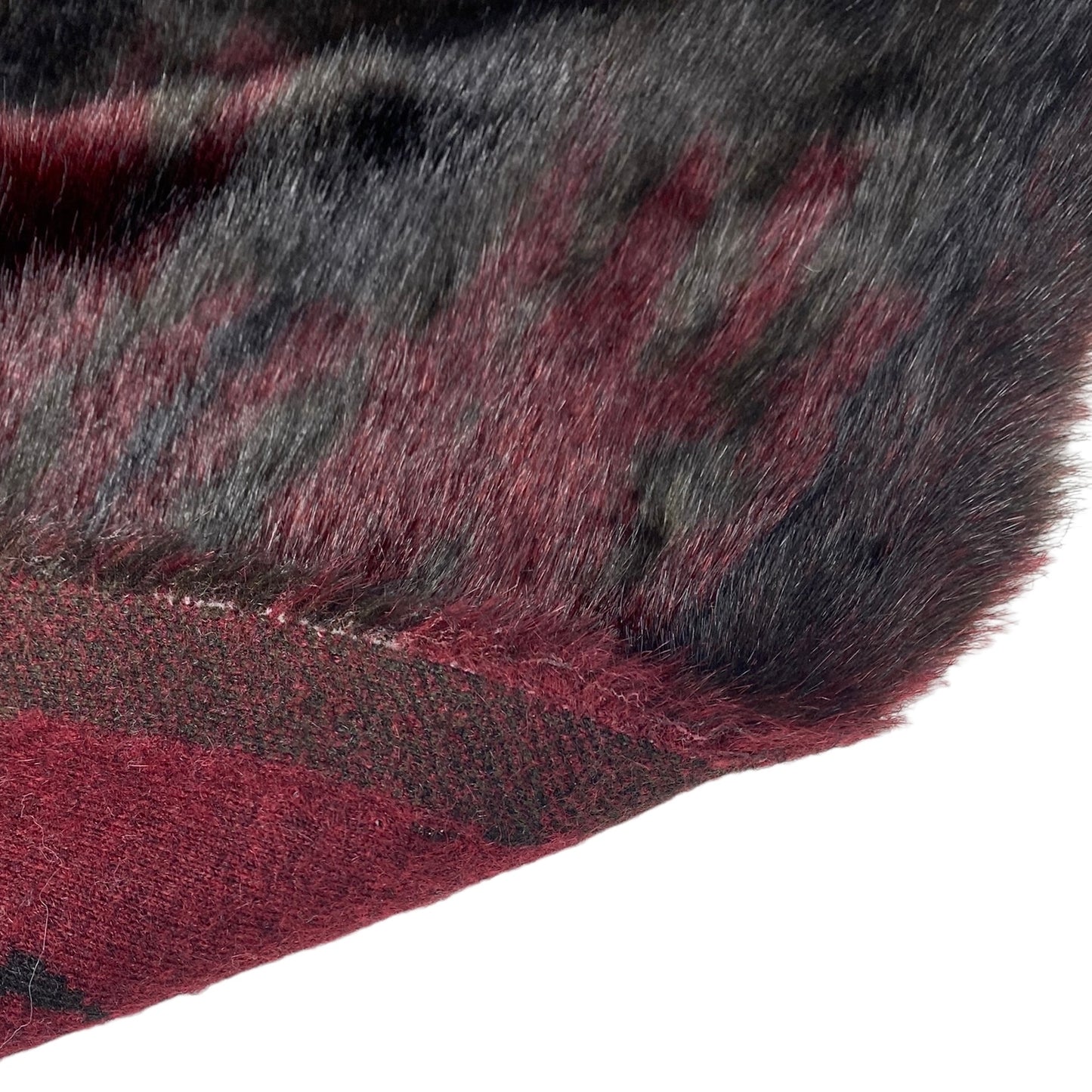 Luxury Faux Fur - Remnant - Black/Brown/Red