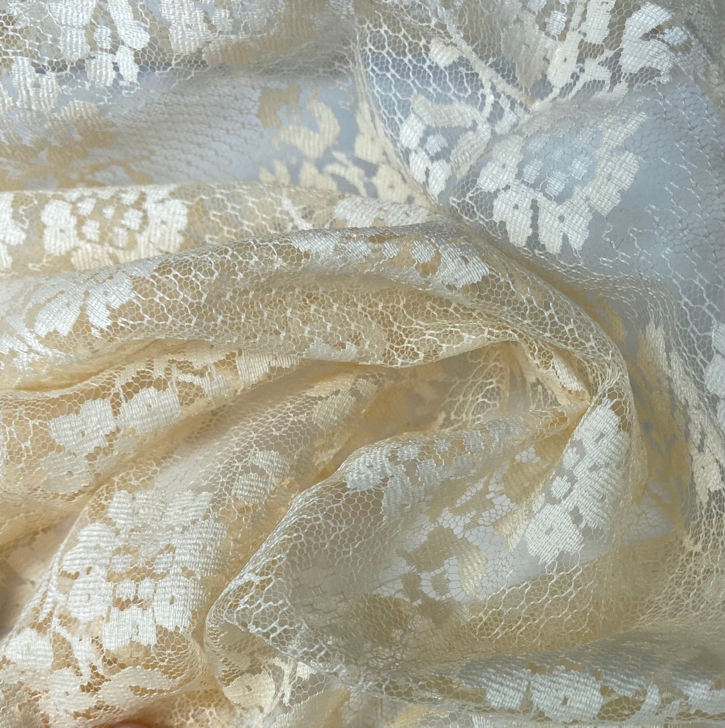 Floral Embroidered Lace - Peach