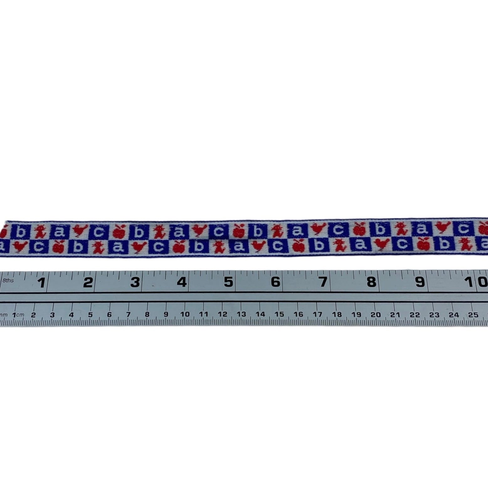 Woven Jacquard Ribbon  - White/Blue/Red