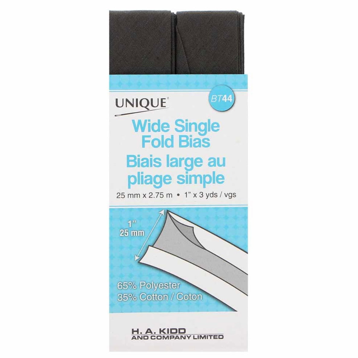 Wide Single Fold Bias Tape - 25mm x 2.75m