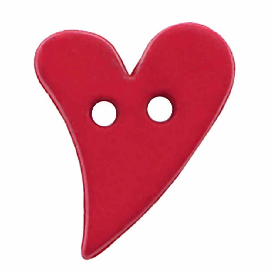 Novelty 2-Hole Button - Heart - Red - 18mm - 3 count