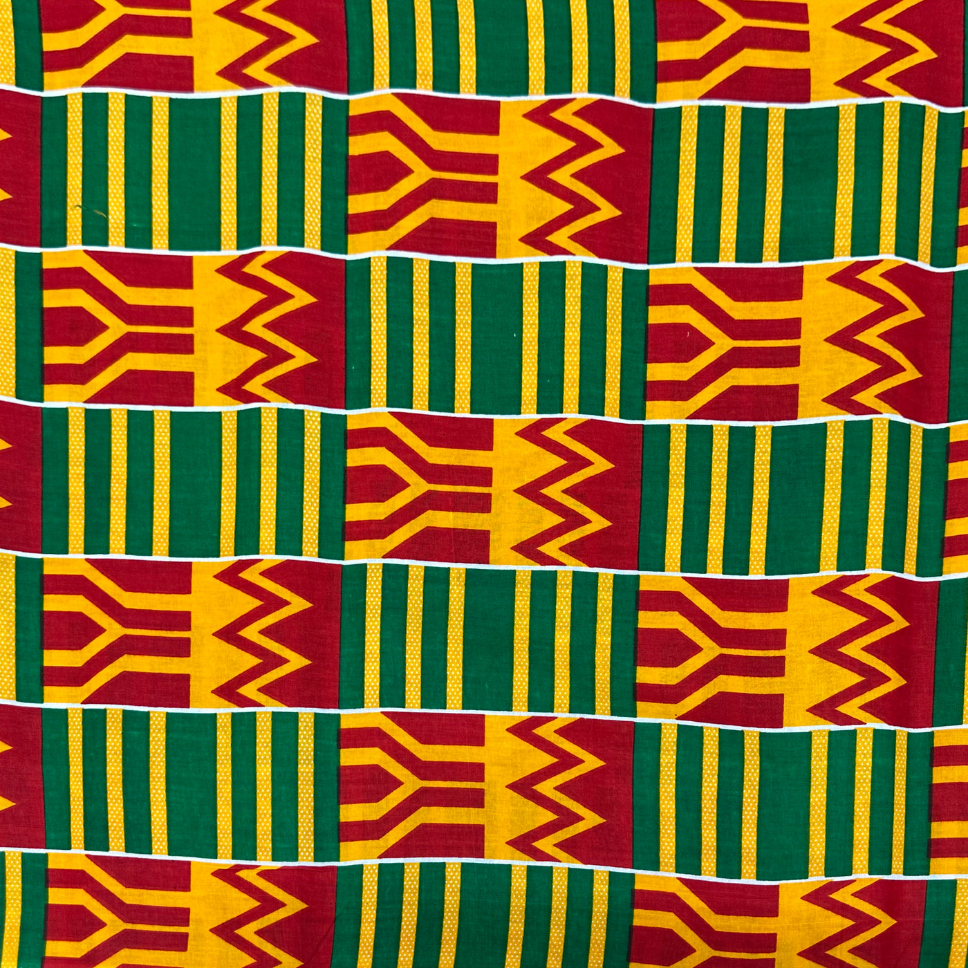 African Printed Cotton - Yellow/Red/Green