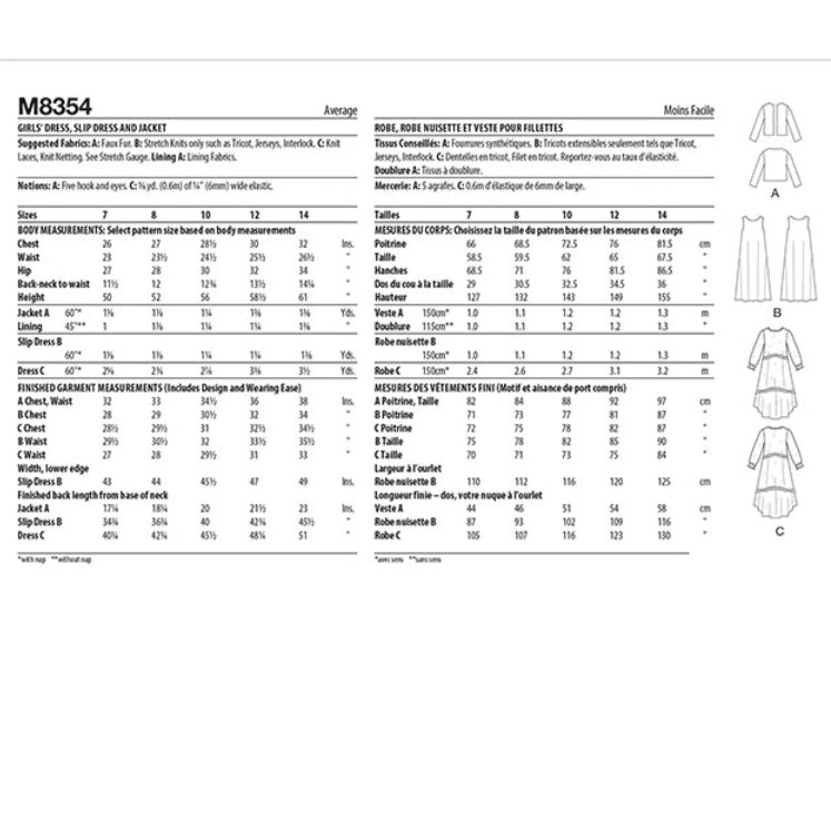 McCalls M8354 Dress, Slip Dress and Jacket Sewing Pattern