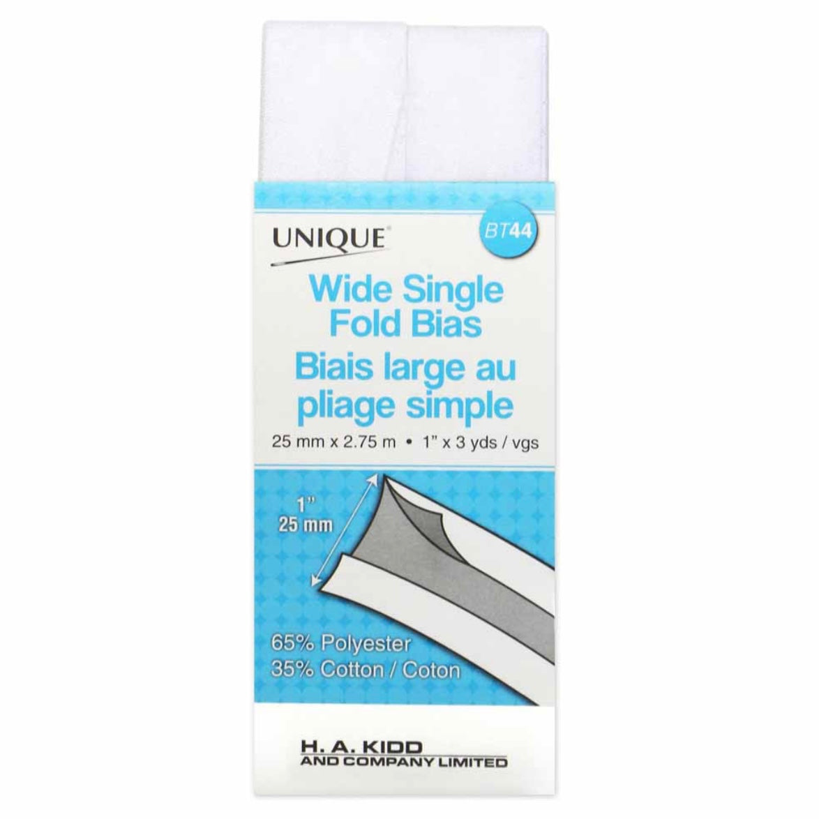 Wide Single Fold Bias Tape - 25mm x 2.75m