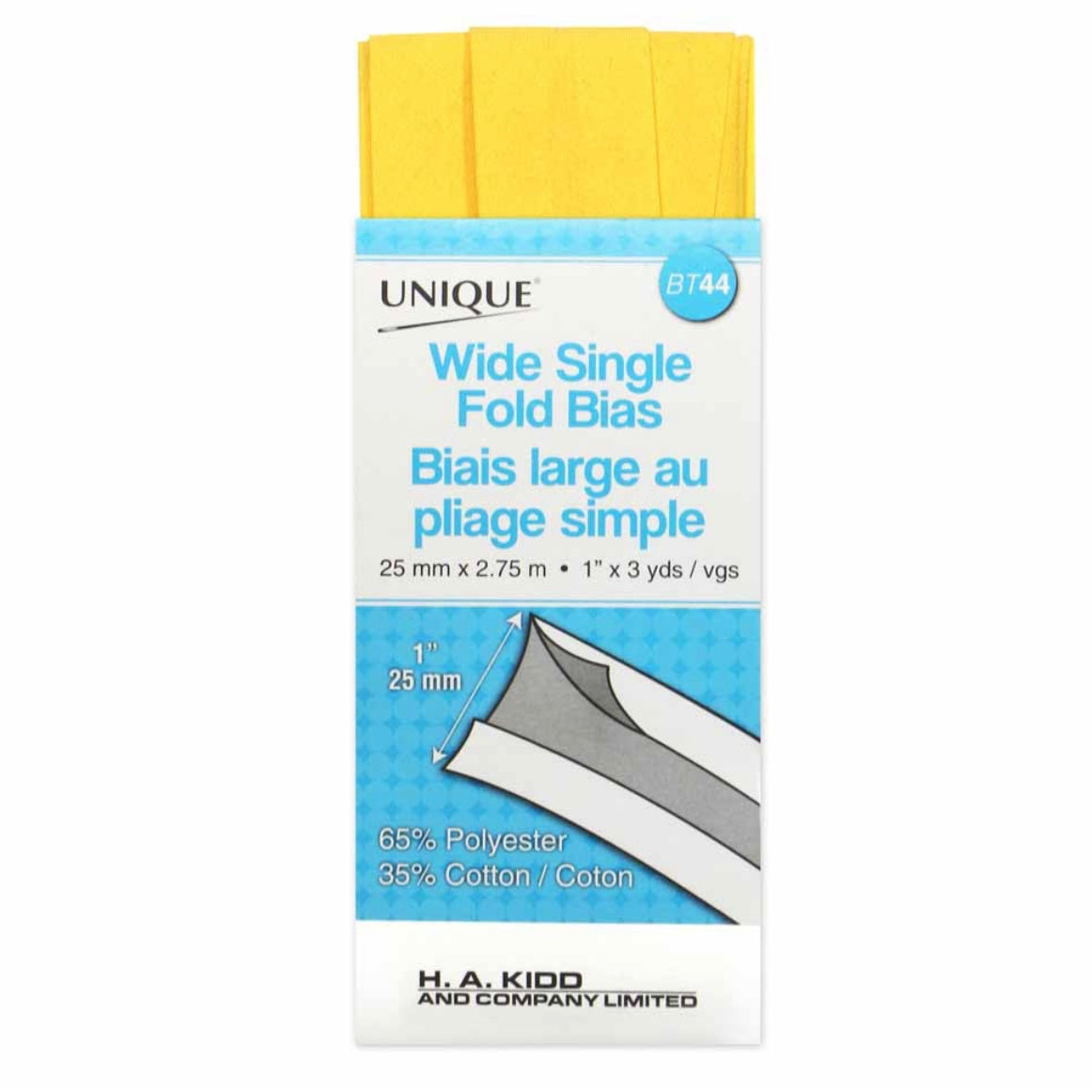 Wide Single Fold Bias Tape - 25mm x 2.75m