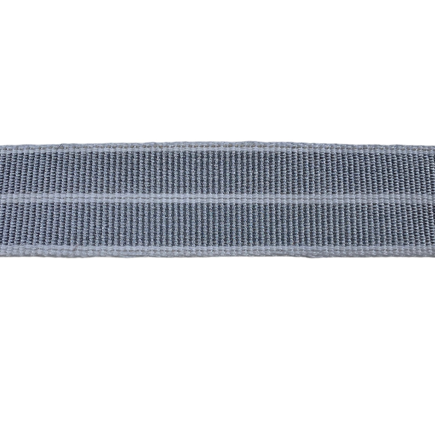 Metallic Decorative Cotton Webbing - 38mm - Silver/White