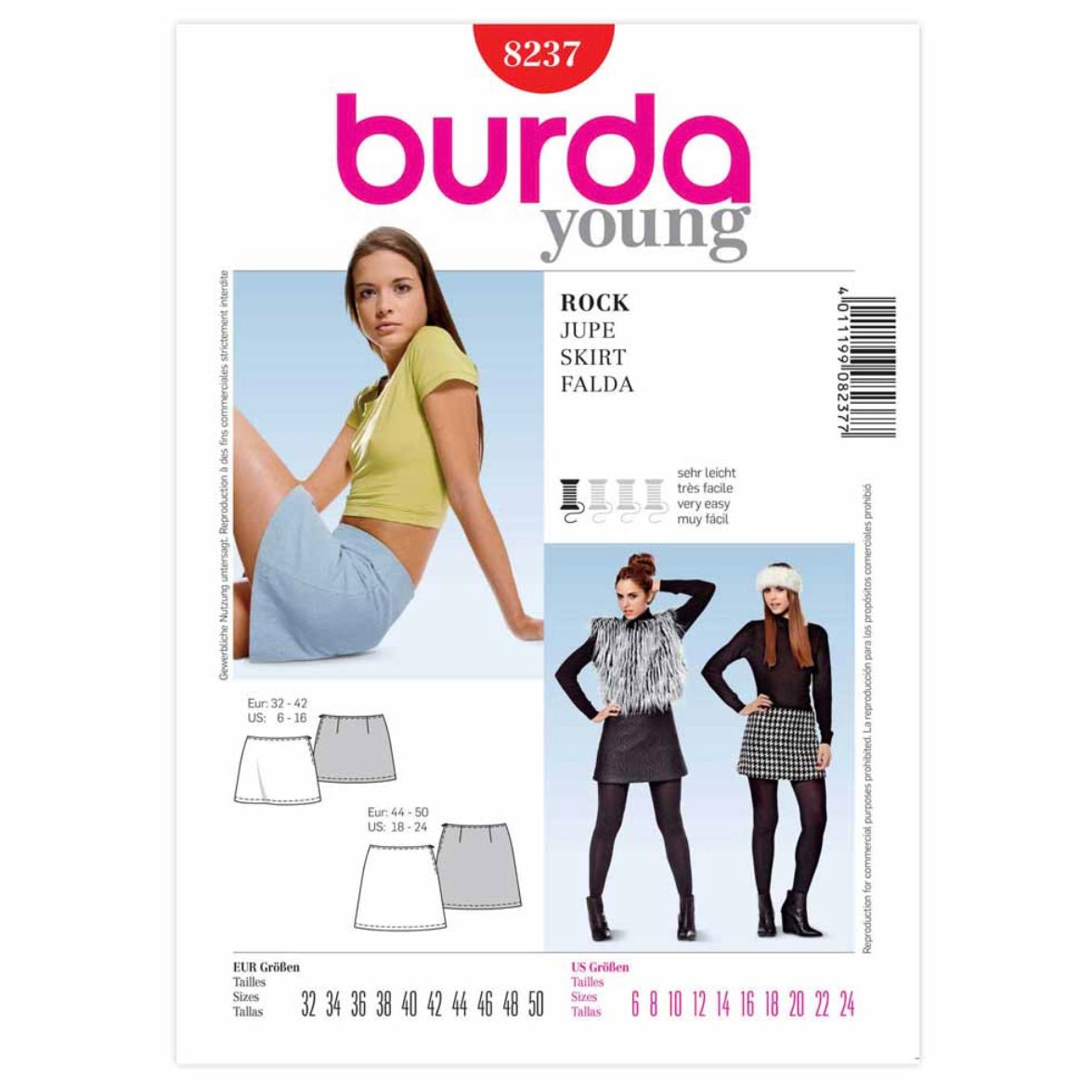 Skirt Sewing Pattern - Burda Young 8237