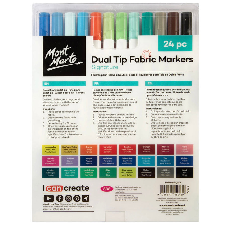 Dual Tip Fabric Markers - 24pc