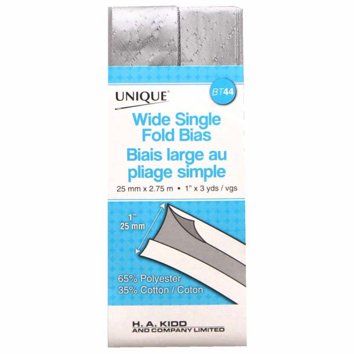 Wide Single Fold Bias Tape - 25mm x 2.75m