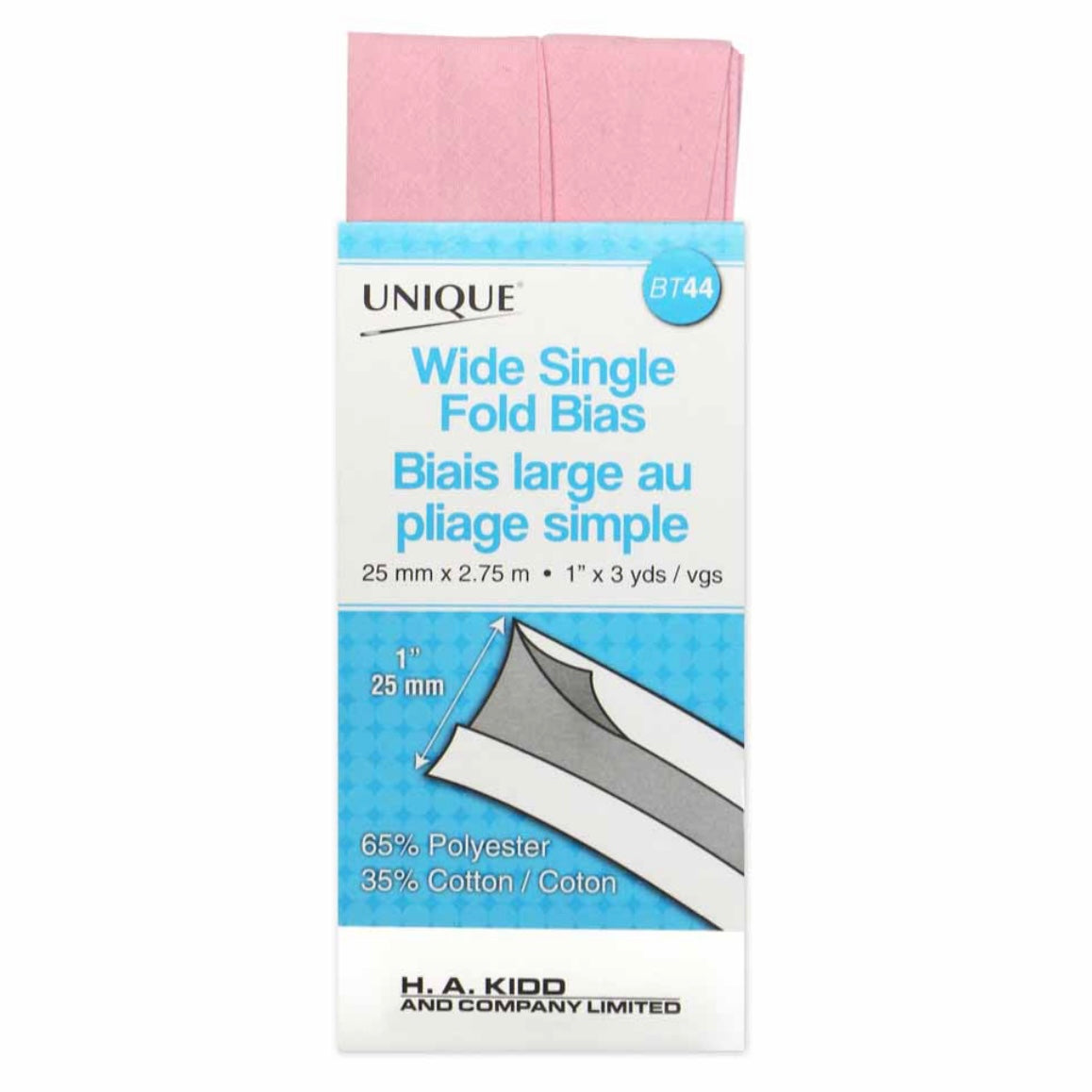 Wide Single Fold Bias Tape - 25mm x 2.75m