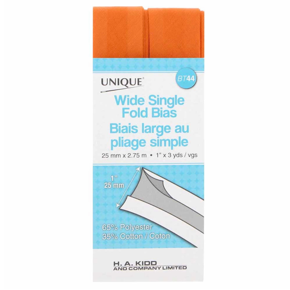 Wide Single Fold Bias Tape - 25mm x 2.75m