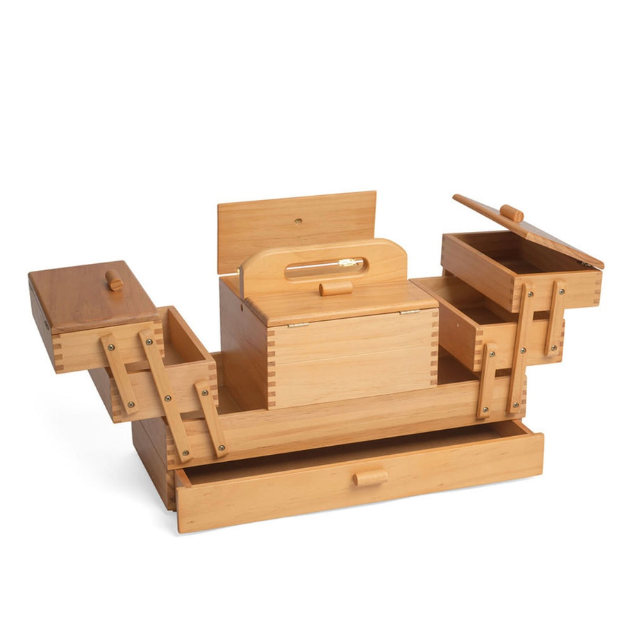 Cantilever 3-Tier Wooden Sewing Box - Pine Wood