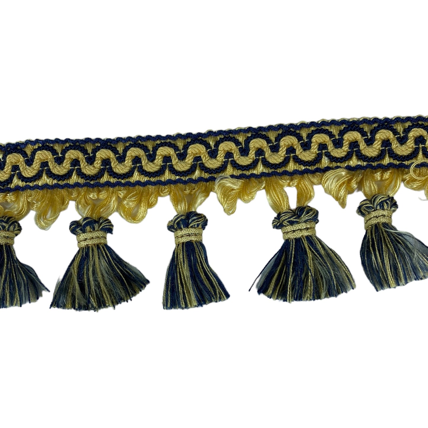 Decorative Tassel Trim - 70mm - Yellow/Blue