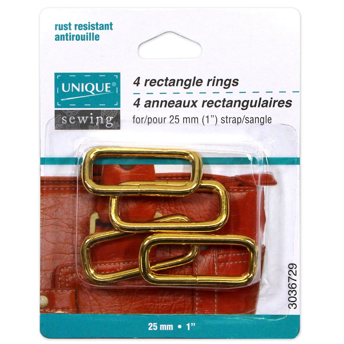 Metal Rectangle Rings - 38mm (1 1/2″) - Gold - 4 pcs.