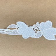 Floral Embroidered Applique Patch - White