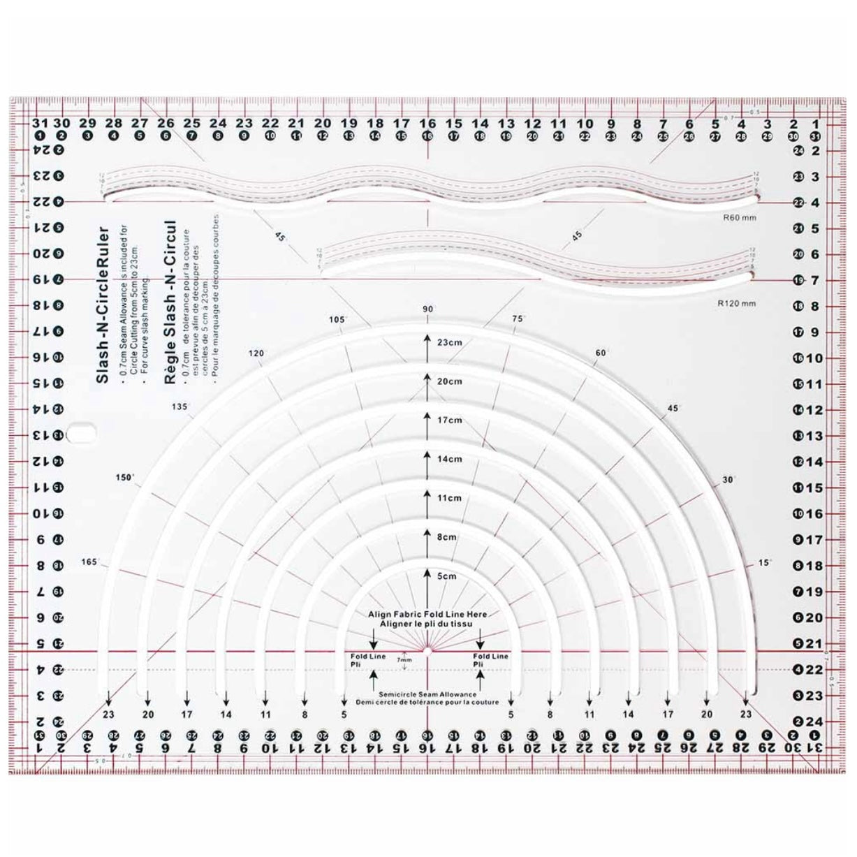 Slash-N-Circle Quilting Ruler - 9 7/8” x 12 1/2”