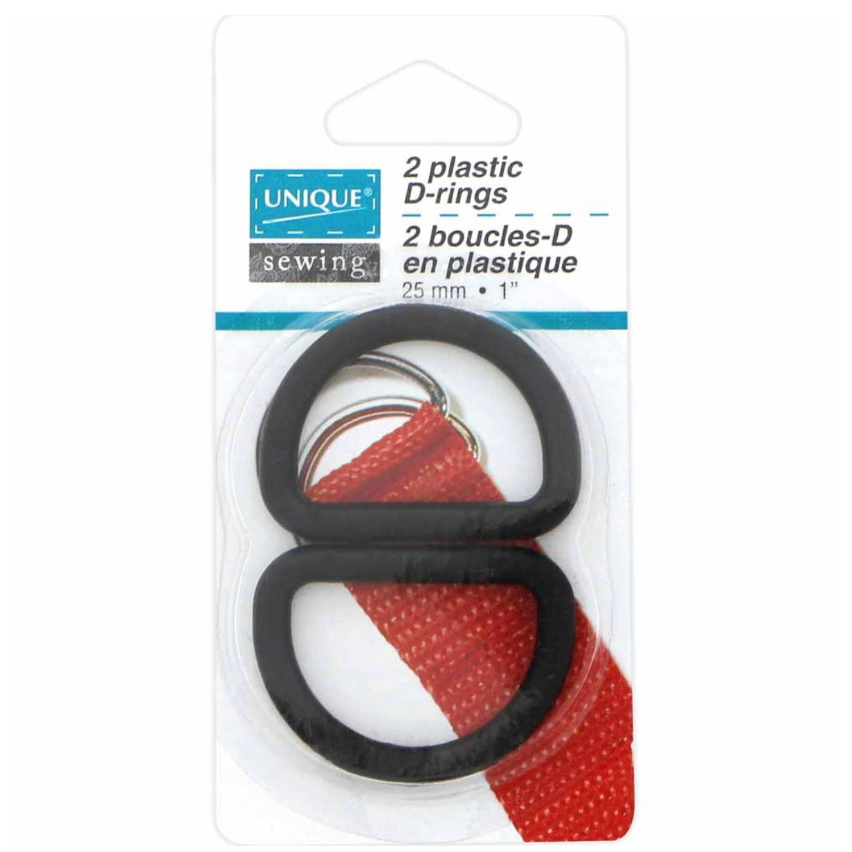 Plastic D-Rings - 38mm (1 1/2″) - Black - 2 pcs.