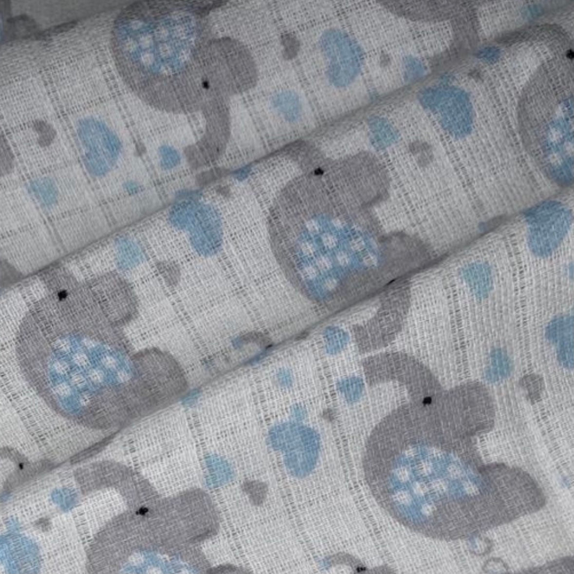 Printed Organic Cotton Gauze - Elephants