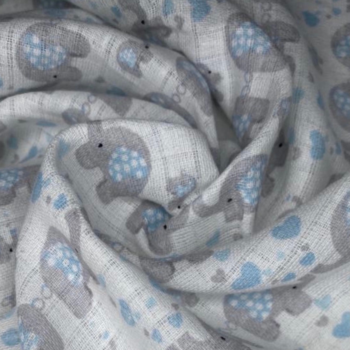Printed Organic Cotton Gauze - Elephants