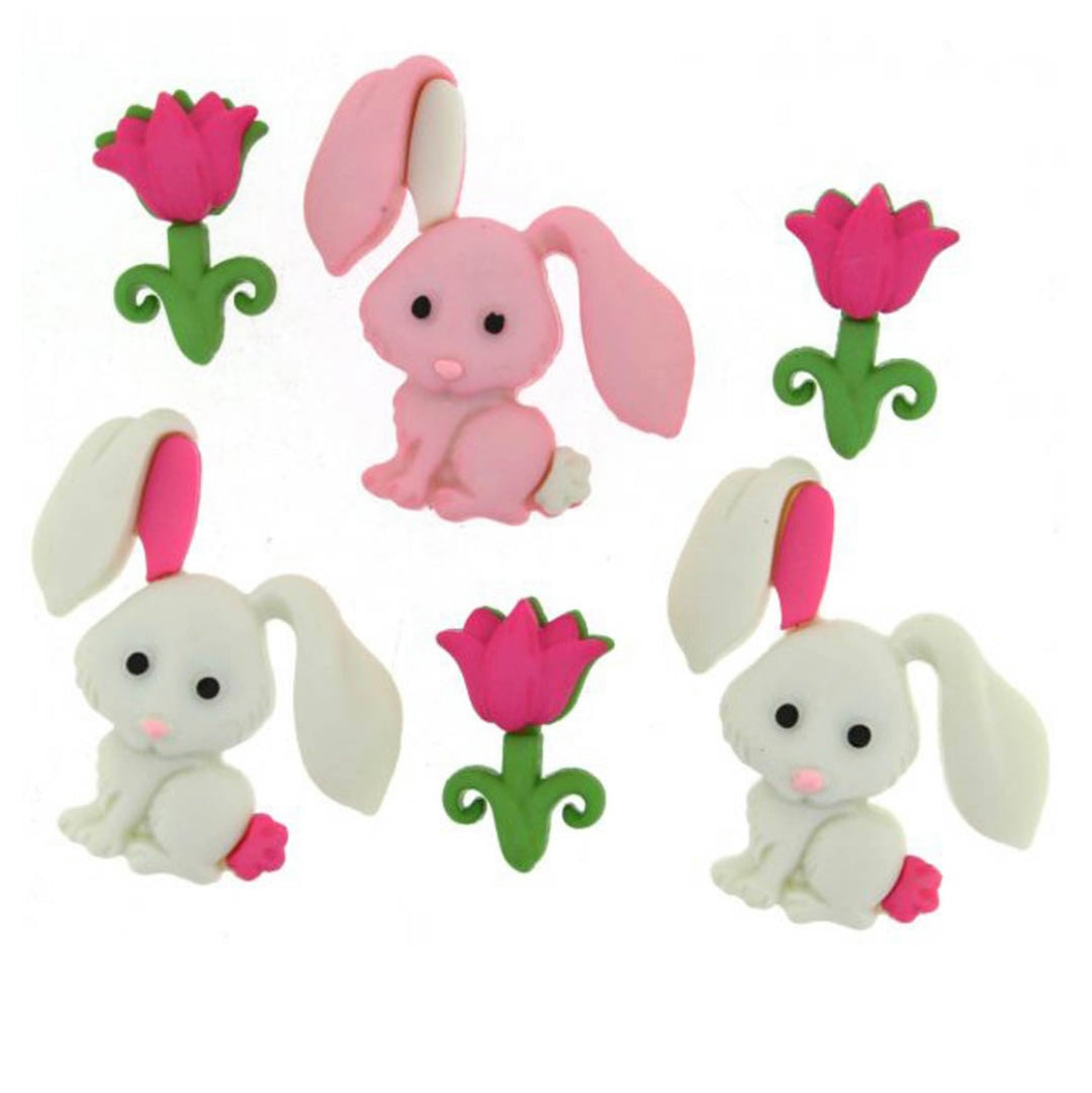 Novelty Buttons Bunny Love - 6pc