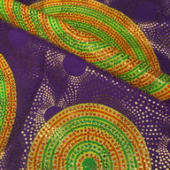 Metallic African Printed Cotton - Circles - Purple/Yellow/Red/Green