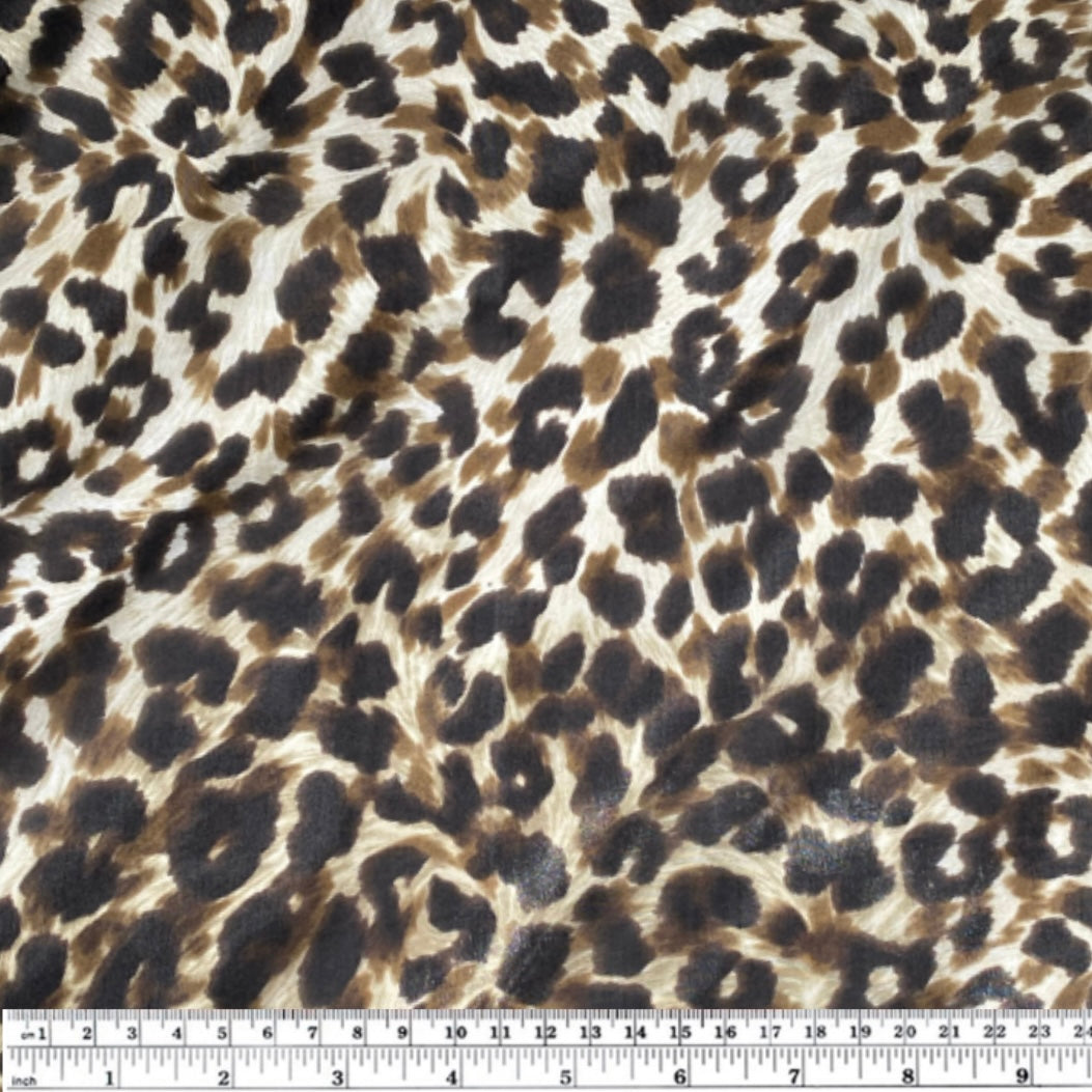 Printed China Silk - Cheetah - Brown