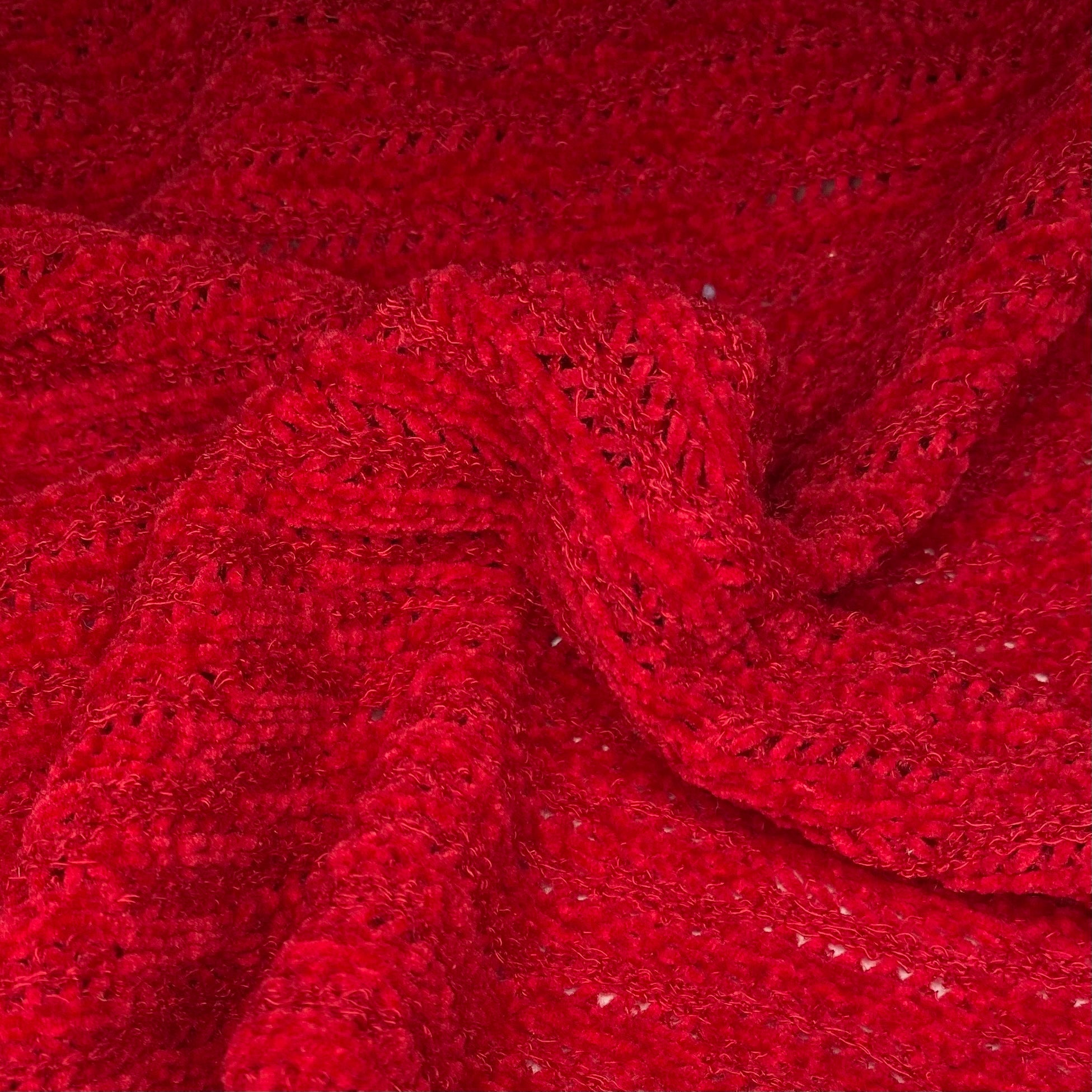 Chenille Polyester Knit - Red